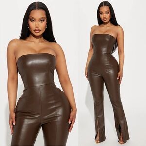 Midnight Til Morning Faux Leather Jumpsuit